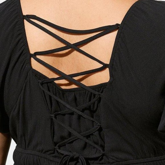 ❤️NWT VINTAGE TORRID TOP - WASHABLE CRINKLE GAUZE - PEPLUM CORSET BACK PLUS SIZE - Picture 3 of 14